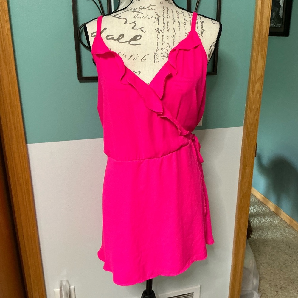 Torrid Fuchsia Ruffle Wrap Top